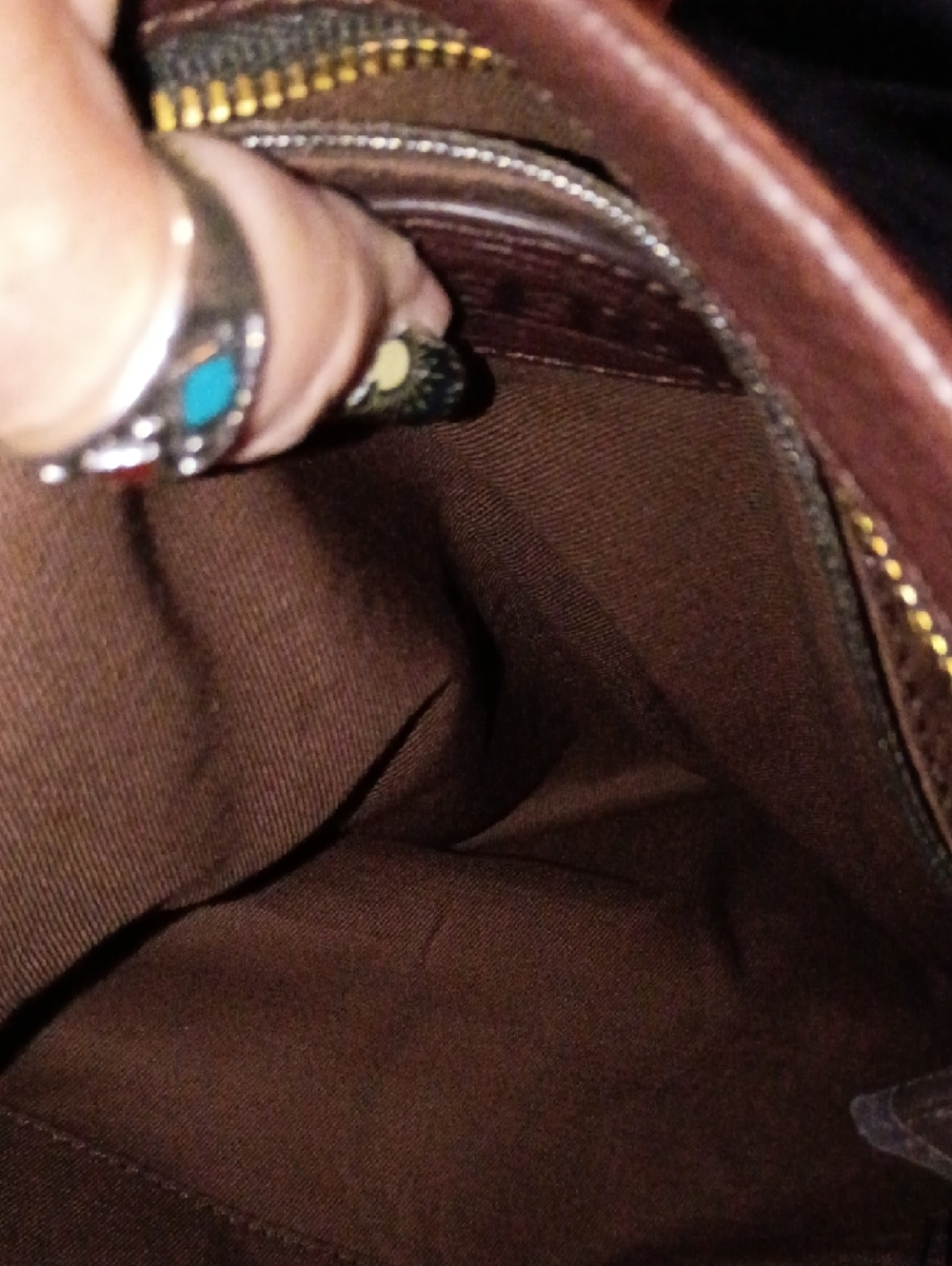 Fossil Brown Pebbled Leather Satchel with Gold Accents - Picture 9 of 10